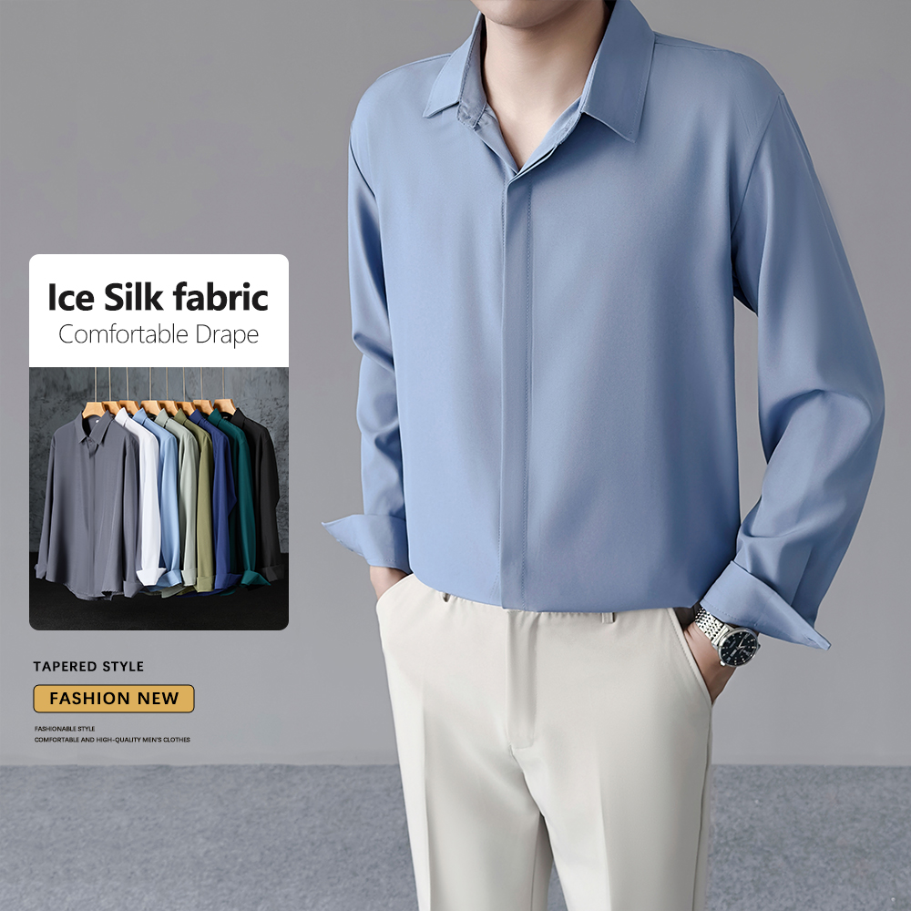 Dress Shirt Non-Iron - Spring Summer Thin Men's Cool Ice