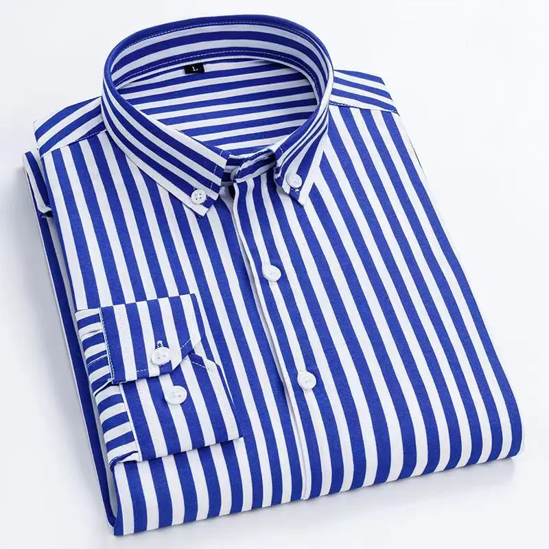 Dress Shirt Non-Iron - Men's Striped Shirt Long Sleeve Shirts