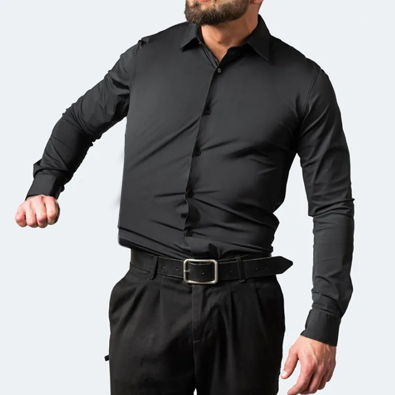 Dress Shirt Non-Iron - Slight Elasticity Men's Long-sleeved Business Casual