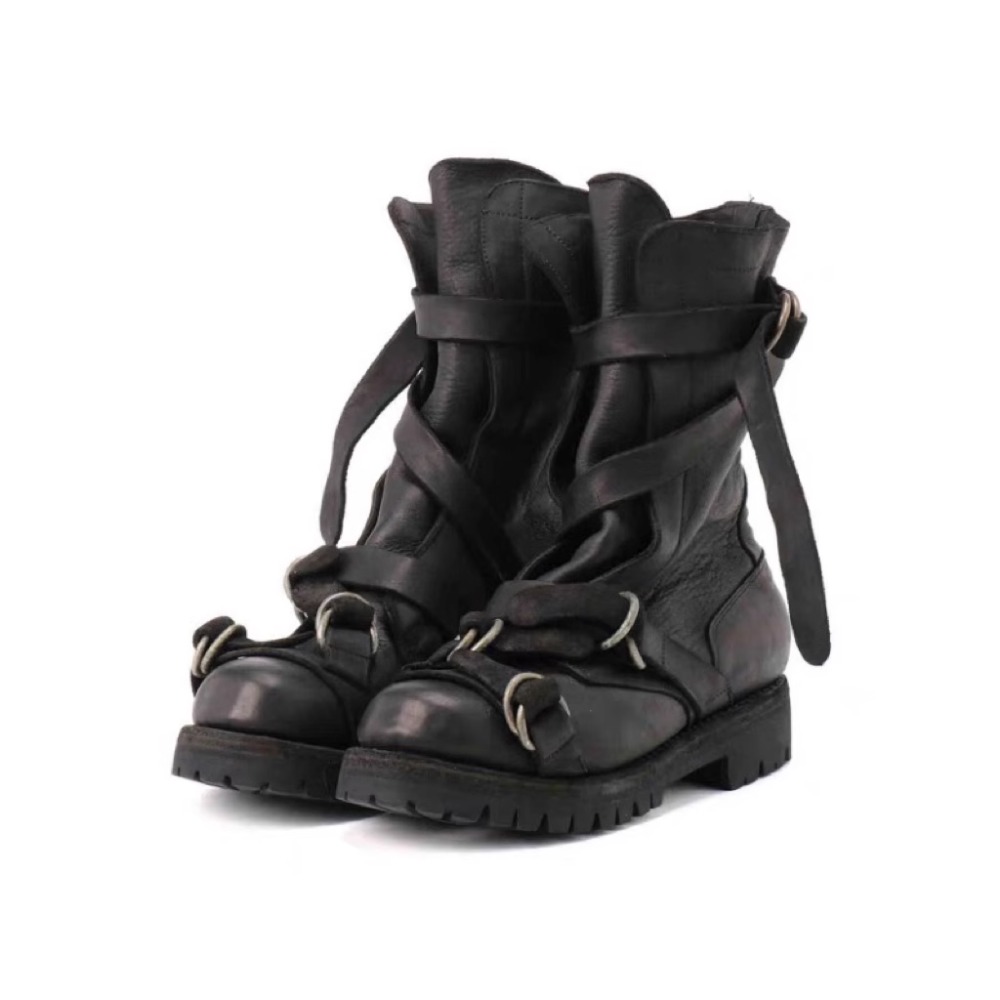 Men'S Fashion Loafers Shoes - Men's Leather Motorcycle Boots Punk Retro