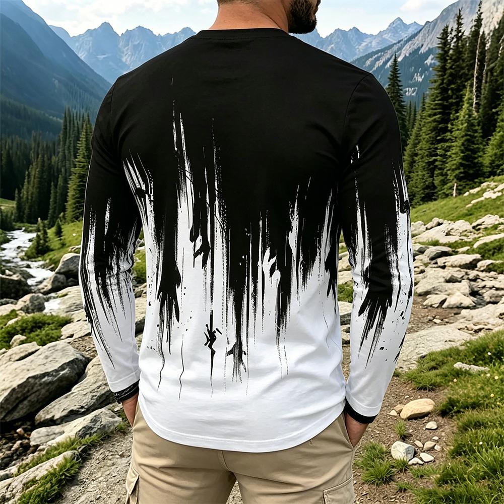 Men's Gradient Ink Splash Long - đánh giá và giá Men'S Tops Fashion